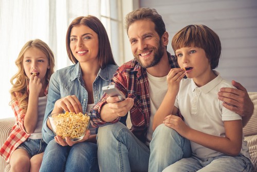 family watching movie